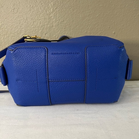 Tory Burch Perry Pebbled Leather Satchel Blue Green Gold Hardware - Picture 10 of 15